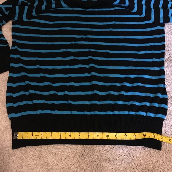 Retro Striped Turquoise and Black Crewneck Sweater - Picture 13 of 15
